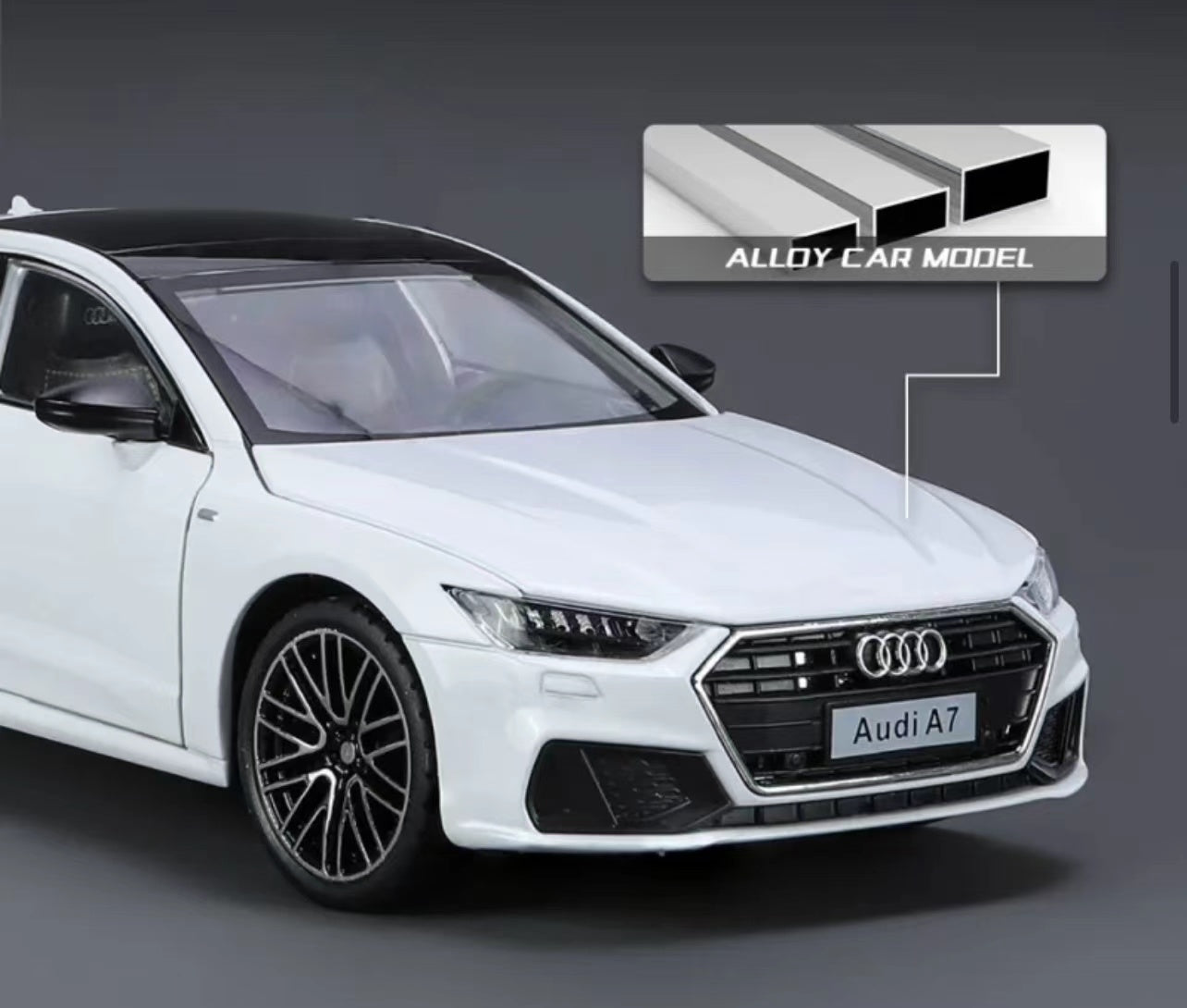 Audi A7 White Coupe 1:24 Scale Model Cars