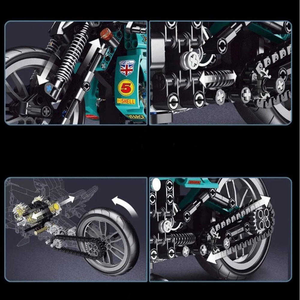 Coffee Knight Building Blocks Motorcycle- Build Your Own Mini Motorcycle 451 pcs