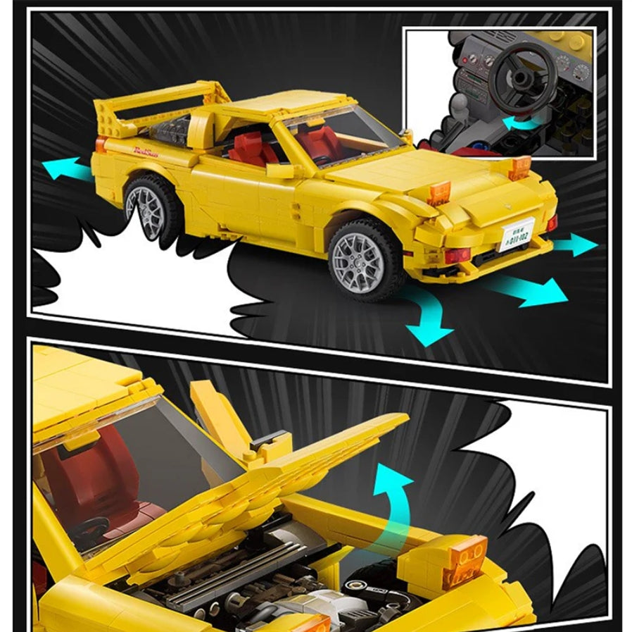 Red Suns Mazda FC3S RX-7 Building Blocks Car Kit  Model Race Cars 1655 pcs