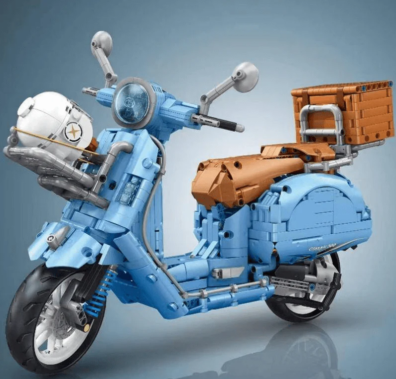 Vespa GTS 300 Classic Italian Scooter 1827 pcs Building Blocks Mini Motorcycle