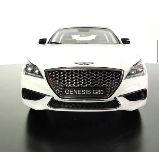 Hyundai Genesis G80 Minikraft Miniature White Car Model kits 1:18