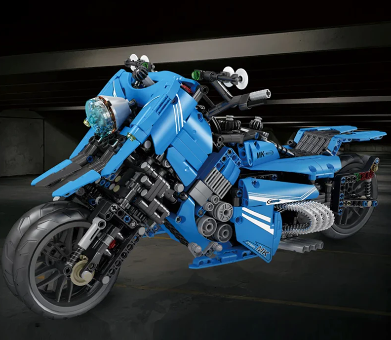 Blue motorcycle build kits overall display