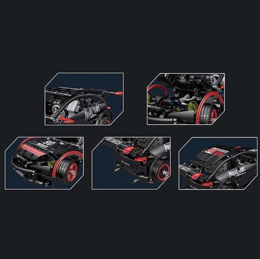 Red and black custom legos cars